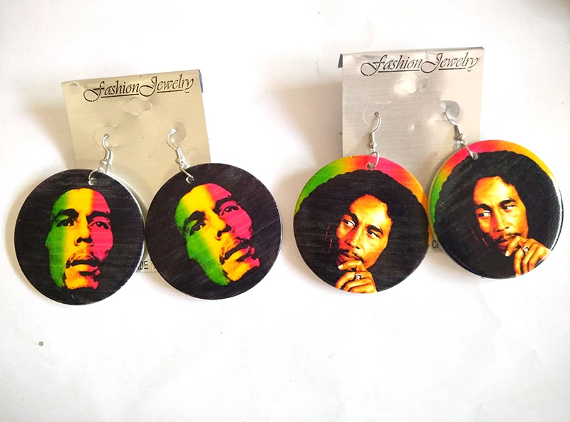 Newest Bob Marley Wooden Earrings