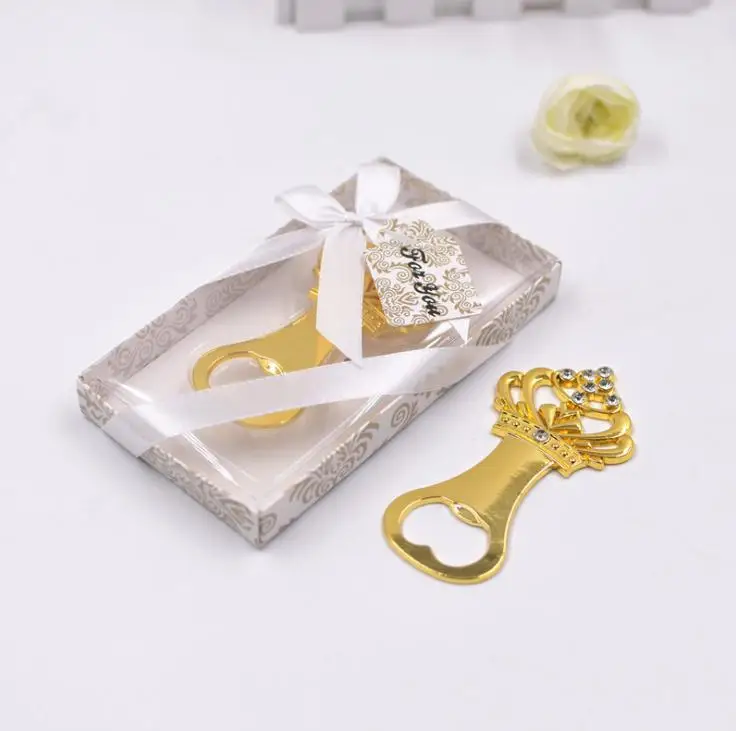 200pcs FREE SHIPPING+Gold Wedding Favors Bottle Opener Golden Crown Beer Openers Bridal Shower Party Giveaway For Guest SN114