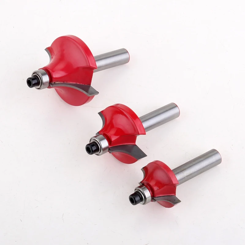 3PC 8mm Shank Round Over Beading Edging Router Bit - 1/4\