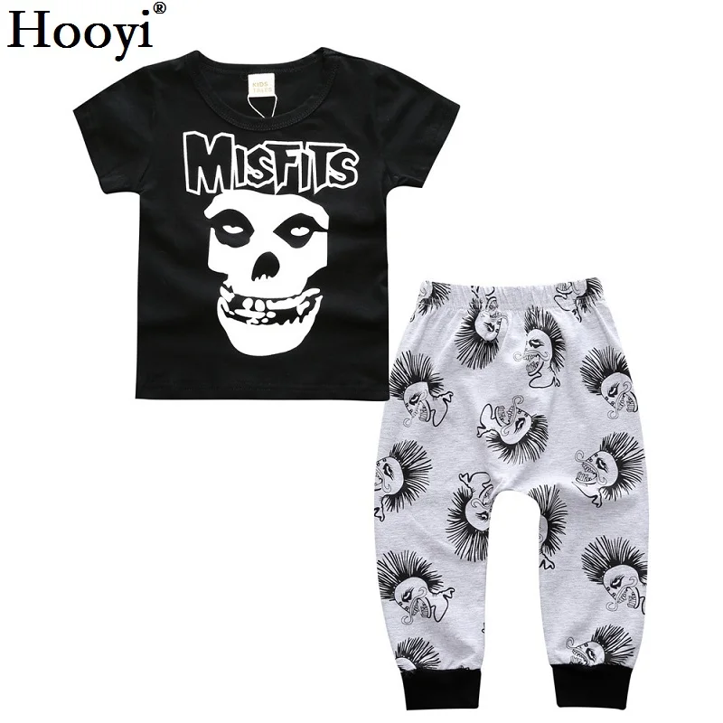 Halloween Misfits Baby Boy Clothes Sets Skeleton Infant T-Shirt Trouser Suits Skull Cotton Children Clothing Outfit 70 80 90 100