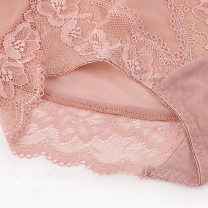 Market Store Mid Rise Waist Underwear Women\'s Lace Panties Sexy Seamless Mesh Transparent Cotton Hip Female Briefs for Girl