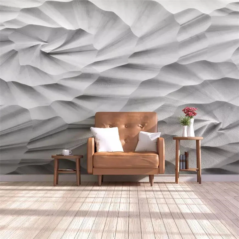 wellyu Nordic simple three-dimensional geometric stone pattern relief TV background wall custom large mural green wallpaper