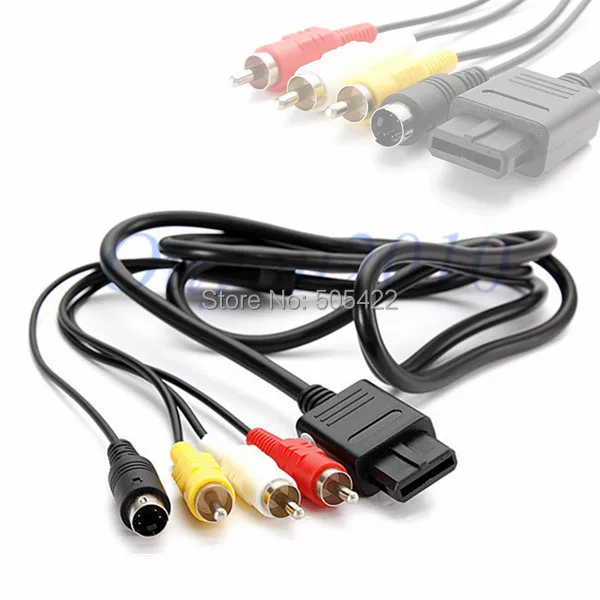 wholesale 1.8 m AV TV S Video AV CABLE for Super Nintendo Gamecube 64 SNES NGC N64 NEW