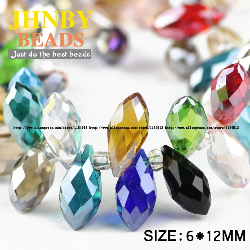 6*12mm 50pcs Briolette Pendant Waterdrop Austrian crystal beads Teardrop glass beads for jewelry making bracelet DIY Accessories