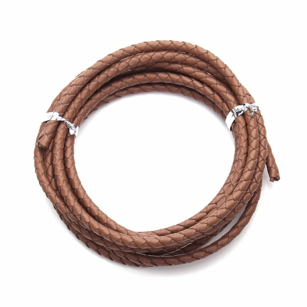 Louleur High Quality Genuine Braided Leather Cord for Leather Bracelet Making Round Leather Thread Rope Necklace Jewelry Making