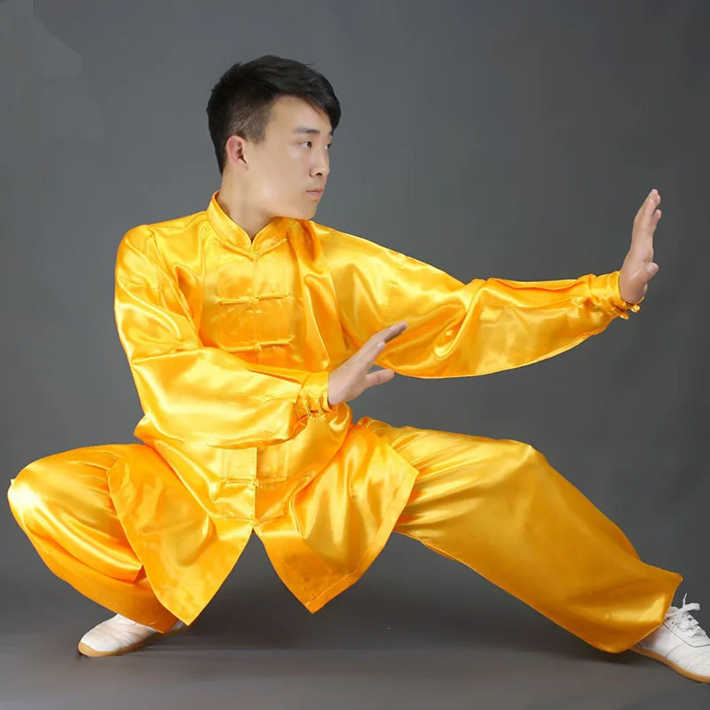 USHINE HX11 White Blue Yellow Tai Chi Performance Clothing Long Sleeve KungFu Uniform Wushu TaiChi Uniform Clothes Man Woman