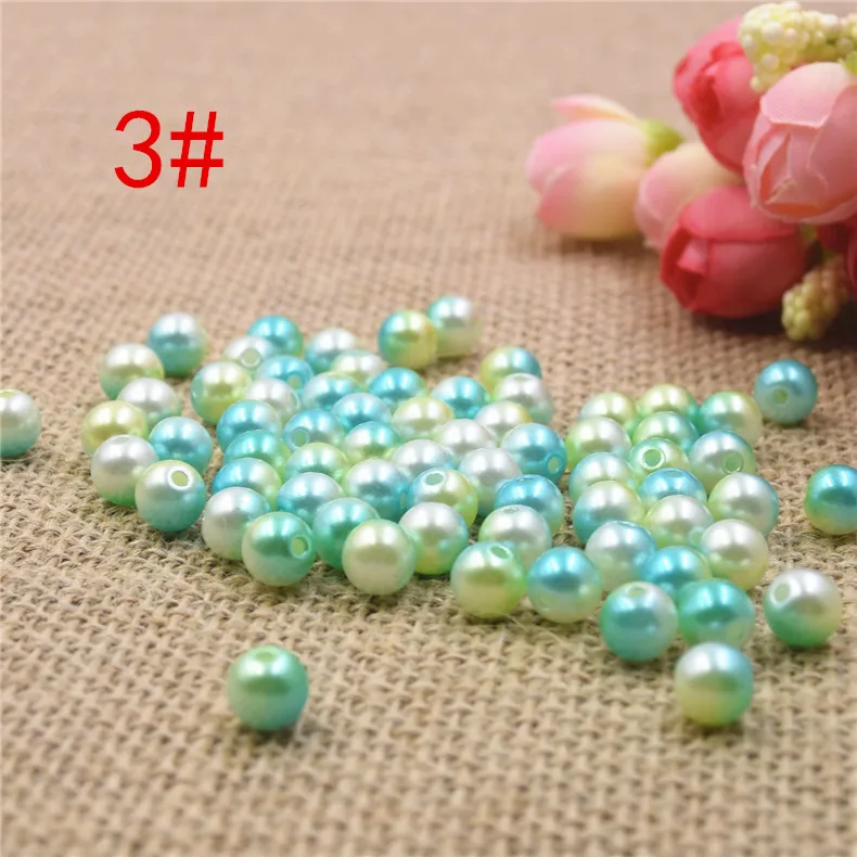 3/4/5/6/8mm Multicolor With holes Round Imitation Garment Pearl For DIY Art Necklace Fashion Jewelry Making Accessories 3#