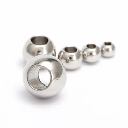 50pcs 3-8mm Stainless Steel Metal Ball Large Hole Beads for DIY Charms Bracelets Earrings Jewellery Making Supplies Accessories