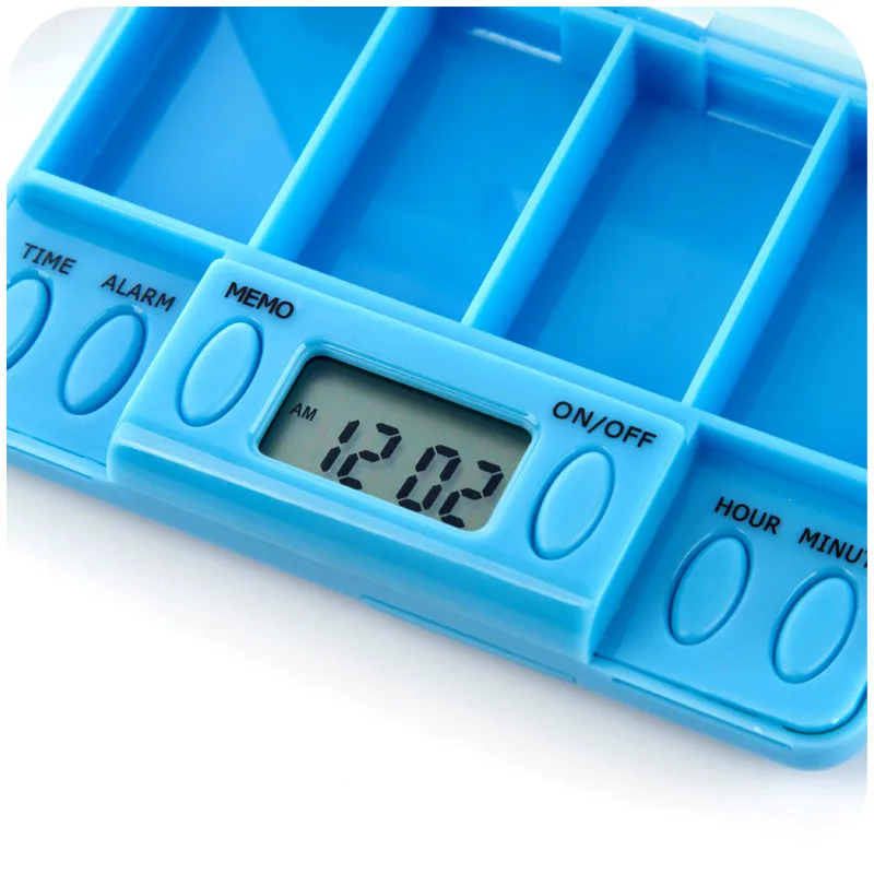 Smart Reminder Sealed Pill Tablet Compartment Case Daily Electronic Timing Medicine Box Container Storage Case 4 Grids