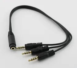 1pc Gold Plated 3.5mm TRRS Stereo Female 4 Pole Jack to 3x 1/8