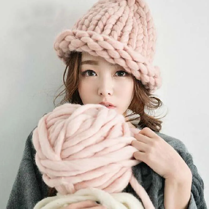 

BomHCS Women Winter Warm Handmade Knitted Hat Coarse Lines Cable Knit Cap Beanie Crochet Gift