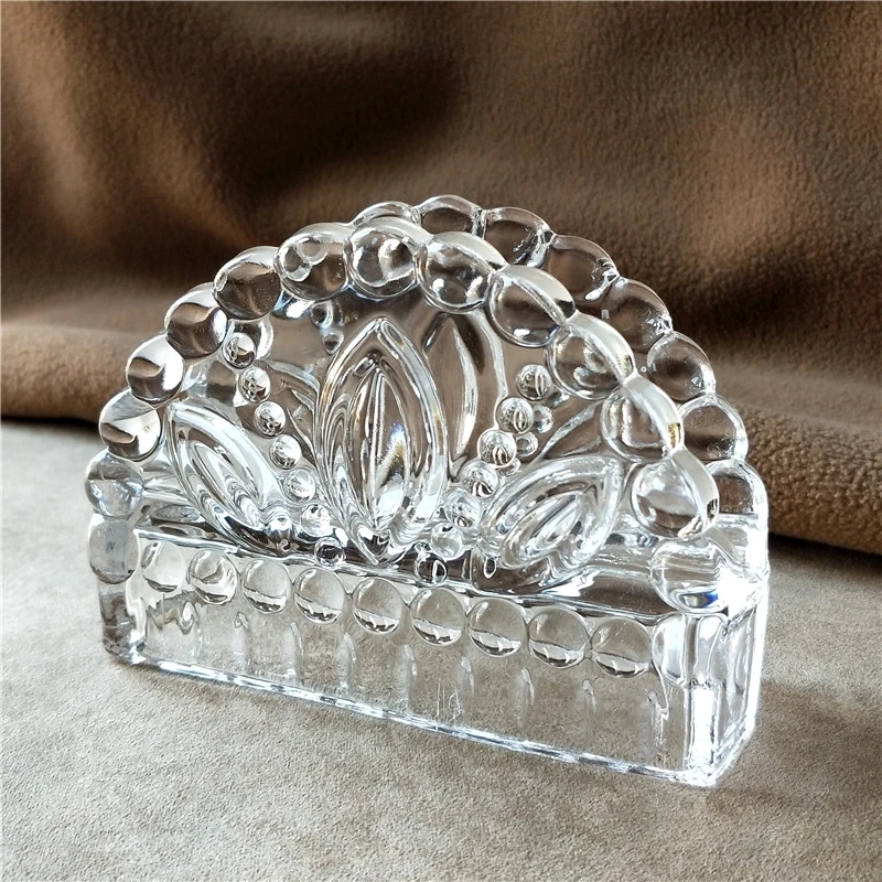 Leaf Stamped Glass Napkin Holder Decorative Glass Couple Swan Tissue Stand Dining Table Necessity Tableware Accessories Supplies