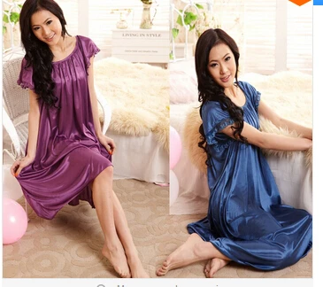 2014 New Arrival Sleepwear,Fashion Home Apparel Round Collar Female Silk Nightgowns,Hot Sale Lace Short Sleeves Women Nightwear