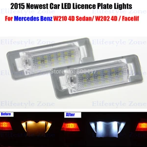 2 x LED Number License Plate Lamps OBC Error Free 18 LED For Mercedes Benz W210 W202 E300 E55 C230 C43 AMG