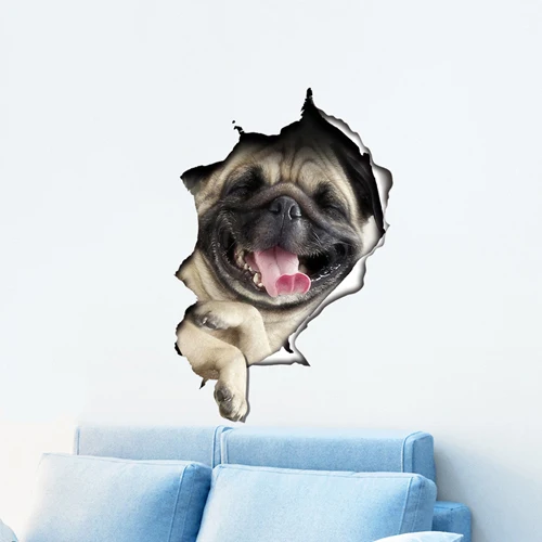 Leuke katten muursticker Hole View Levendige honden badkamer 3D toiletstickers voor huisdecoratie dieren stickers zelfklevende poster