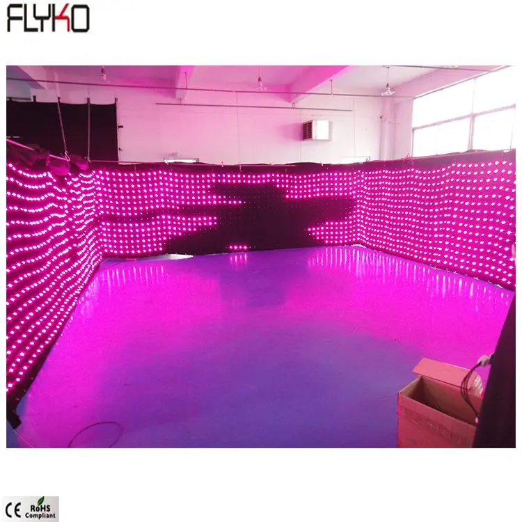 

Flyko stage Multi-purpose led video cloth LED stage curtain P100mm 2x17