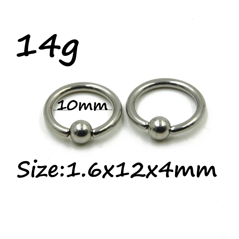 10 Pieces Extra Large Size Surgical Steel Captive Bead Ring Septum Nose Hoop Ring Ear Tragus Cartilalge Labia Piercing Ring 16g