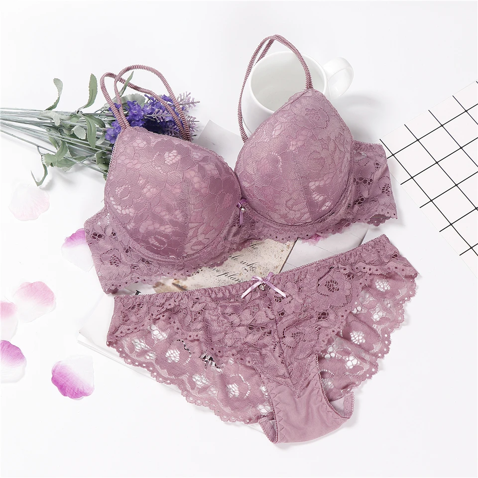 Lingerie Pink Sujetador Transparente Panties And Bra Set Underwear Set Women Japanese Fashion Conjunto