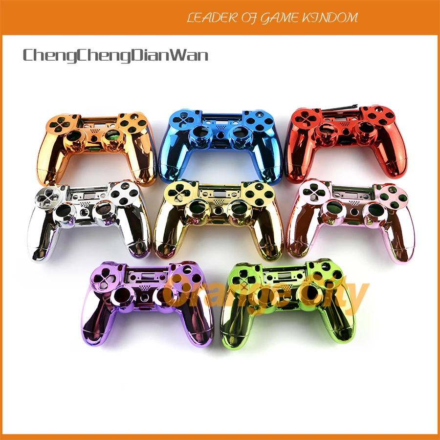 1PC Chrome Shell Case controller shell case For PS4 Wireless Controller without button parts 5pcs/lot