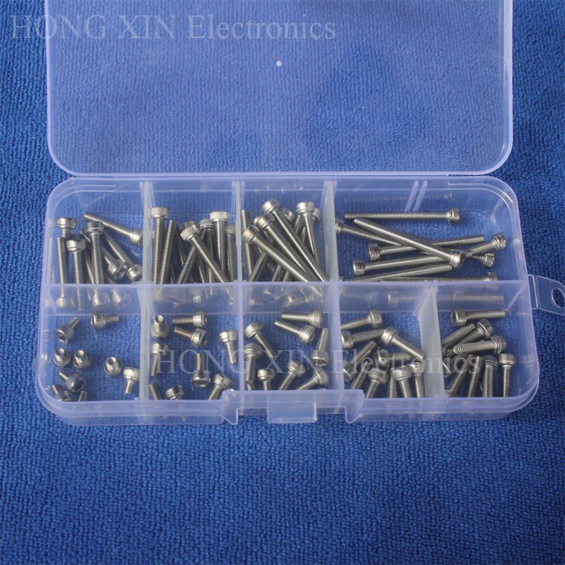 90pcs New Hex Socket Screws M3 Stainless Steel Head Cap Screw Set With Box M3*4/6/8/10/12/16/20/25/30mm Screw