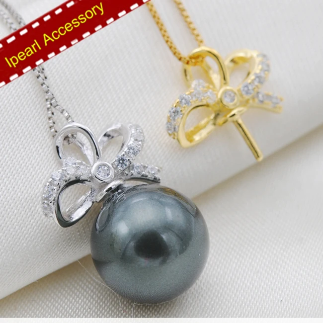 Fashion New Pearl Pendant Holder S925 Sterling Silver Pendant Fittings Gold/Silver Color Optional 3pcs/lot