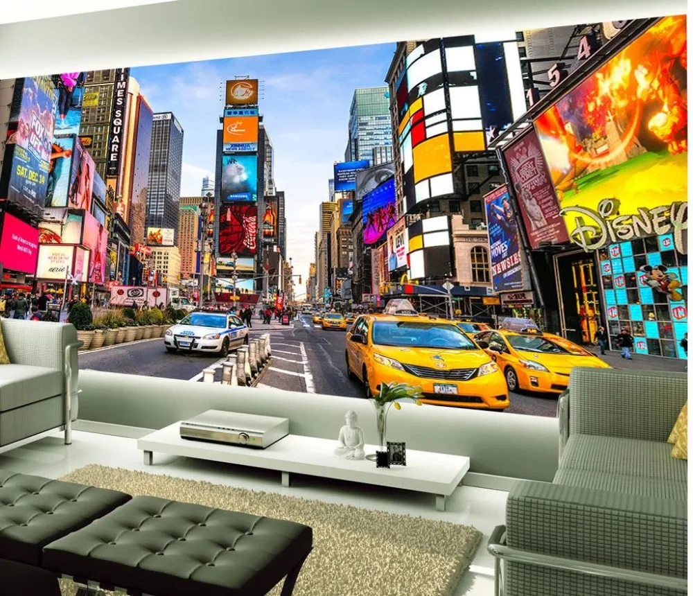 Modern building in Times Square, New York street Living room TV backdrop bedroom 3d photo wallpaper