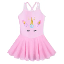 BAOHULU vestido de algodón sin mangas para niñas, tutú de Ballet de Color rosa, Ropa de baile de princesa con estampado de cartón, vestido de bailarina rosa