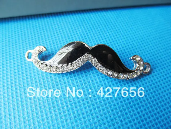 

5pcs Bling Bling Black Enamal Metal Mustache Connector Charm/Finding,Dotted 27pcs White Rhinestone,DIY Accessory Jewelry Making