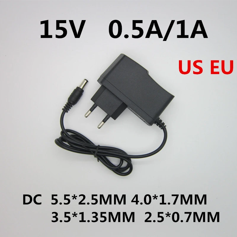 1 pièce adaptateur AC/DC 15 V 0,5a 1A 1,5a 2A 3A AC 100-240V convertisseur adaptateur alimentation 15 V Volt chargeur alimentation prise EU US