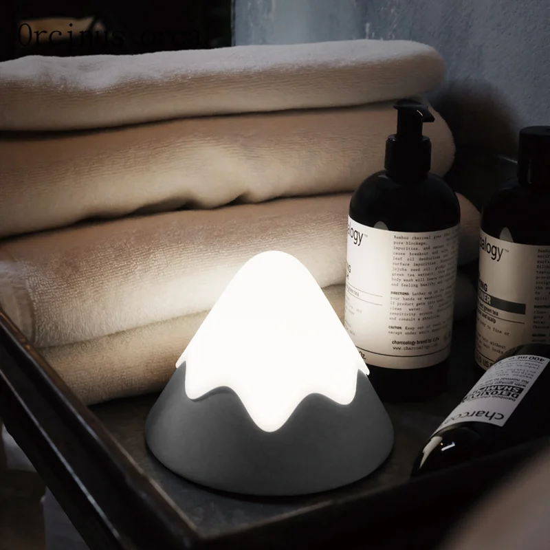 Human body induction bedside night light infant feeding silicone sleeping lamp rechargeable creative cartoon small volcano lamp