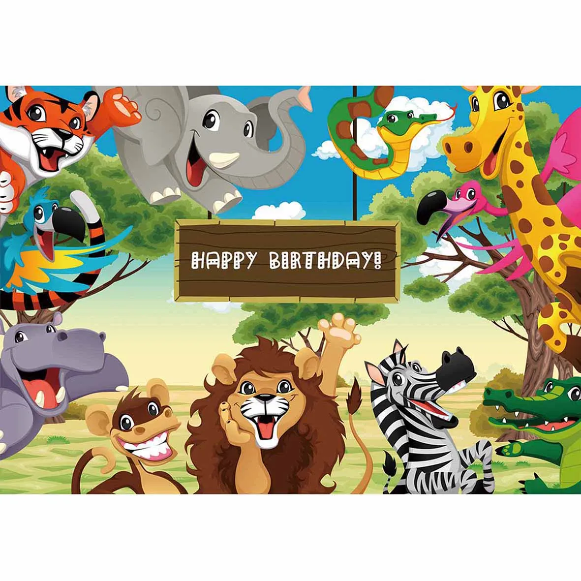 Funnytree 배경 사진 스튜디오 동물 생일 만화 아이 초원 나무 전문 배경 photobooth 소품