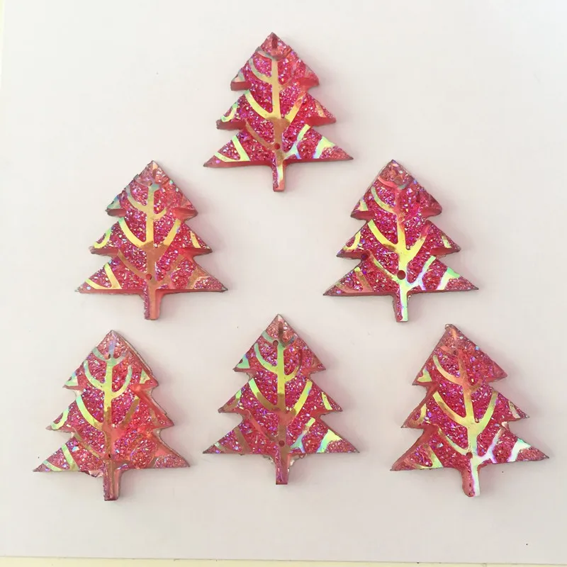 30pcs 25mm*27mm 2 hole Resin AB Christmas tree/tree of life FlatBack Appliques Wedding diy D64*3