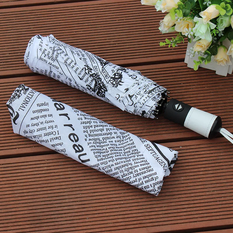 Automatic Umbrella Three-folding Newspaper Umbrella Sunny and Rainy Anti-UV Well Toughness Classic Women Gentle Parasol