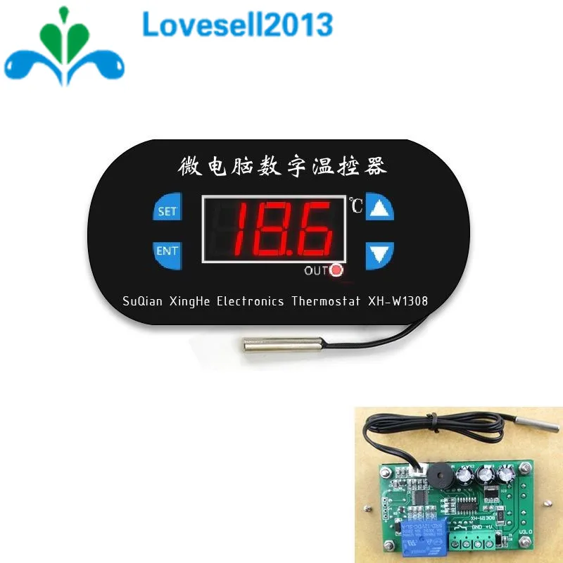 DC 12V Digital Thermostat Temperature Controller Sensor Meter Red LED Mini Thermal Regulator Thermostat