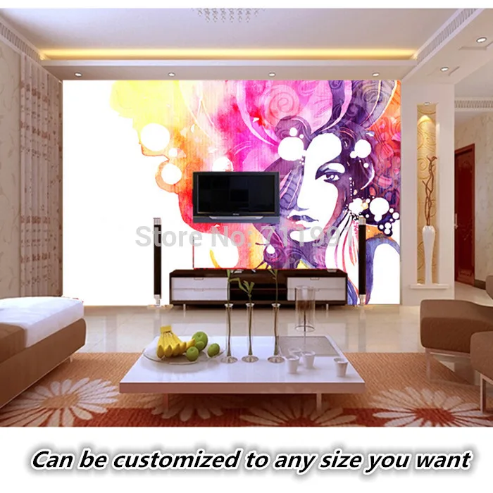 Free shipping custom 3D Creative Female Fashion Illustration the modern mural painting Wall Mural Wallpaper living room