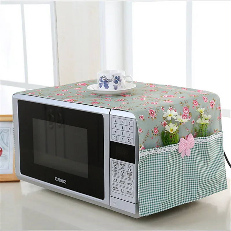 1pcs 98*32cm small flower Cotton Dust Cover Microwave Cover Microwave Oven Hood Microwave Cover With Storage Bag