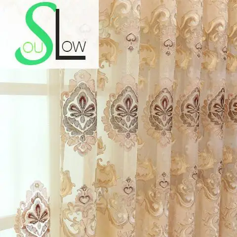 

Slow Soul Chenille Embroidered Curtain Europe Floral Curtains Tulle Cortinas For Living Room Kitchen Bedroom Roman Luxurious