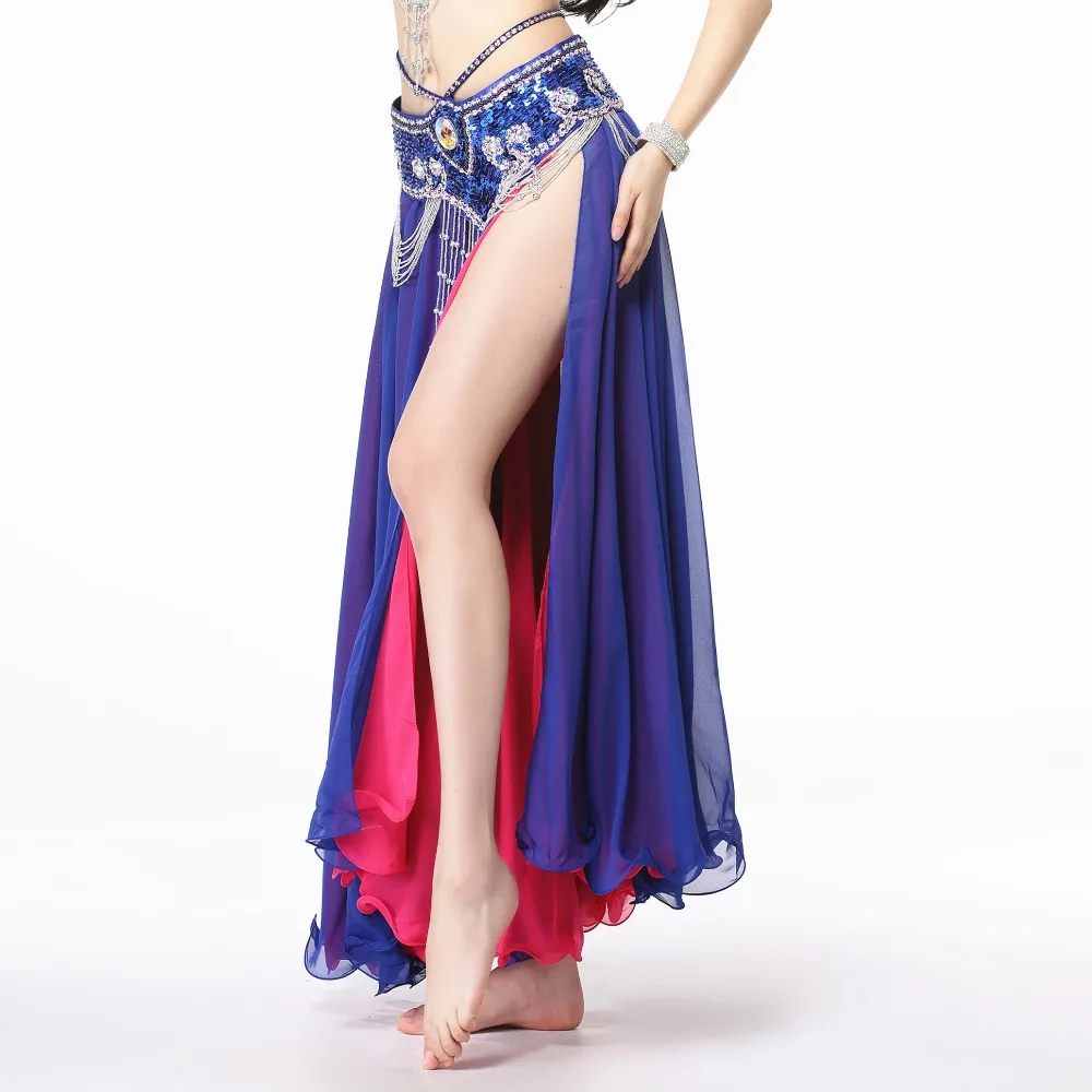 Performance Belly Dance Clothing Long Maxi Skirts Reversible 2-Layer Double Color Women Belly Dance Chiffon Skirt (without belt)