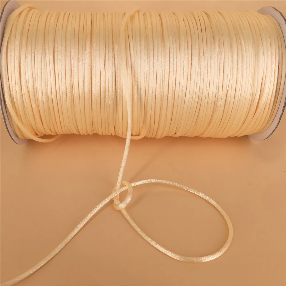 

2mm Cream Chinese Knot Rattail Satin Cord Braided String Jewelry Findings Beading Rope 20Meters #A029