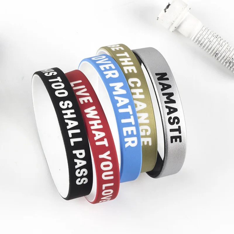 1PC Whisper Men Inspirational Silicone Bracelets&bangles Words Men Wristband lovers' Student Casual Sporty Bracelet SH298