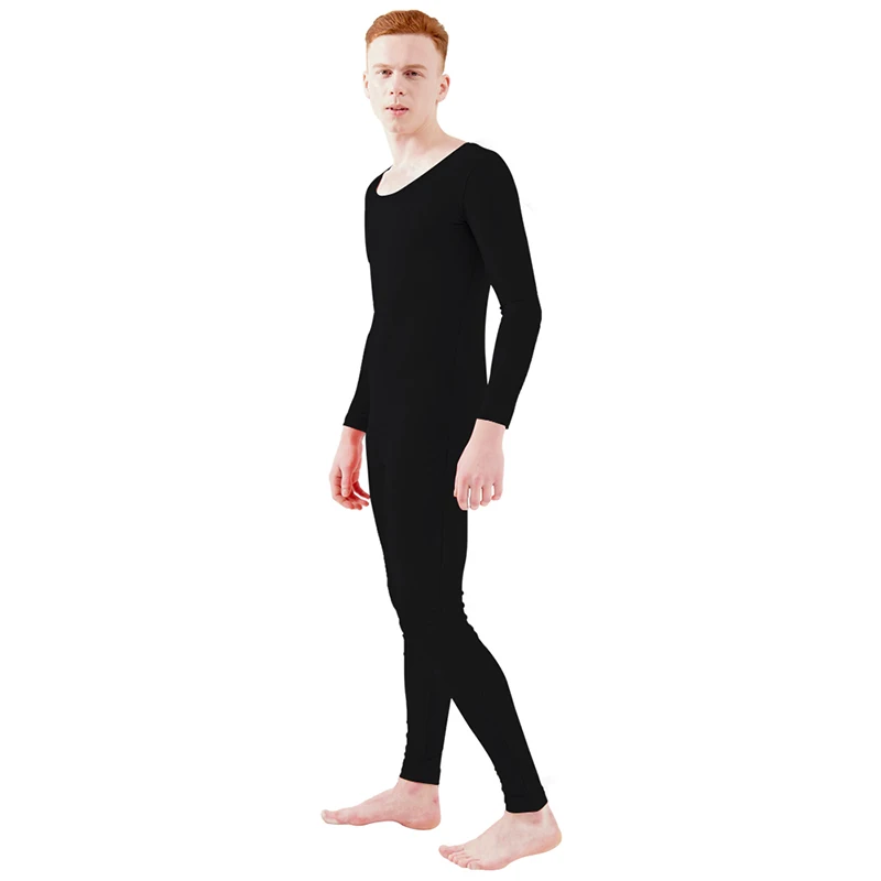 Ensnovo Unisex Lonng Tay Áo Scoop Cổ Spandex Đầy Đủ Bodysuit Múa Ba Lê Dancewear Unitard Jumpsuit Zentai Phù Hợp Với