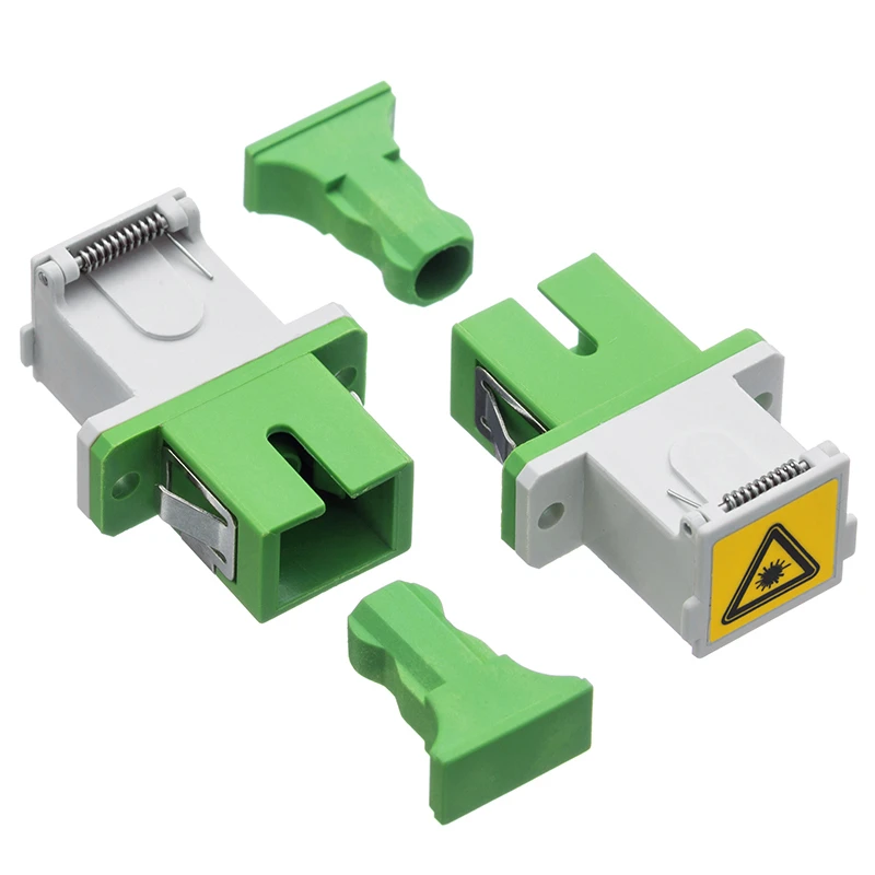 200 pcs SIM Card e Adattatori con otturatore SC APC Fibra ftth sc accoppiatore verde SM connettore senza flangia open polvere di scatto Evitare laser ELINK