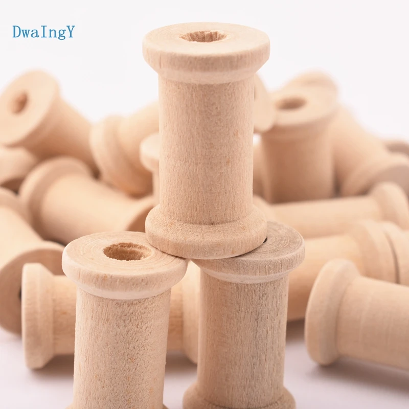 DwaIngY 3pcs/lot Wooden Bobbins Spools Thread String Rolling Wire Bobbin Sewing DIY Needlework Patchwork Wood spool