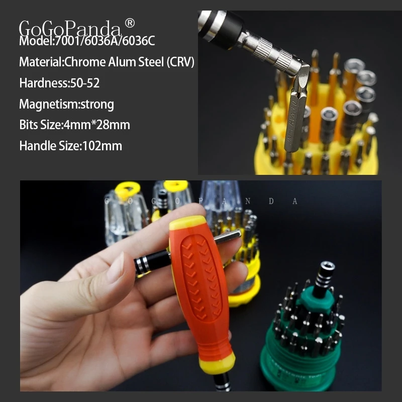 High Quality 31 in 1 Precision Handle Screwdriver Set Mobile Phone Repair Kit Tools 7001 Strong Magnestism CRV 28mm