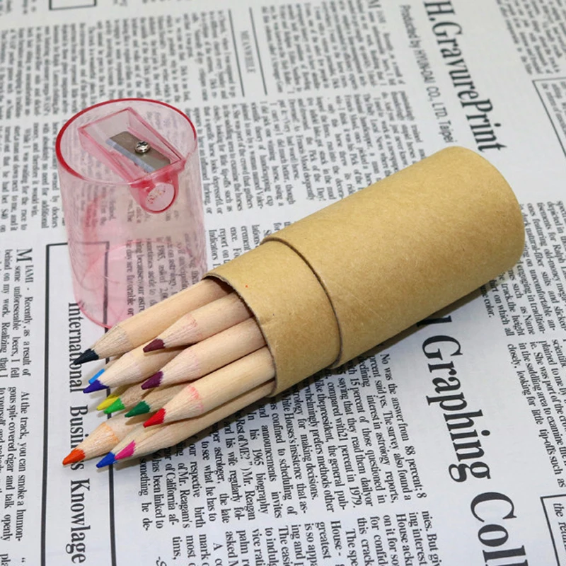 1 Pc Kraft Paper Cartridges Multicolor Pencil 12 Colors Loading Sharpener Cover Drawing Color Of Lead Color Pencil image 3