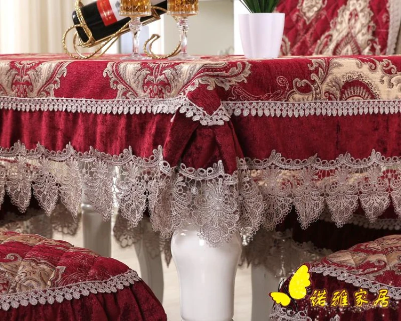 Luxurious red square table cloth chair covers cushion tables and chairs bundle chair cover lace cloth round set tablecloths