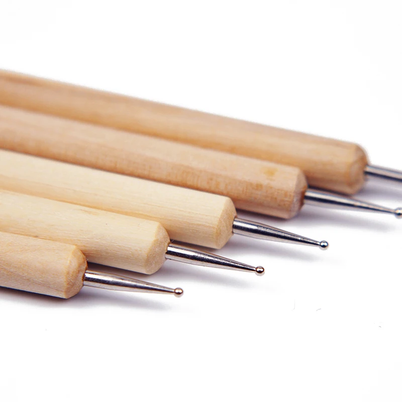 5-teiliges Dual-End-Werkzeugset aus Holz mit Punktierstift und Marmorierung für Nageldesign-Maniküre-Malset – Detail 2