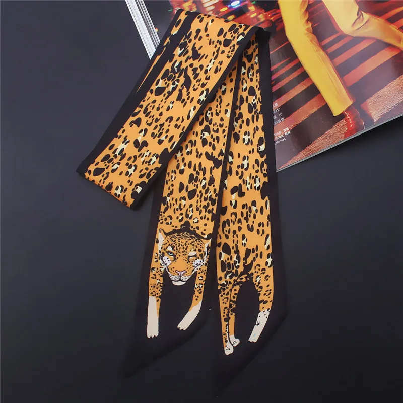 17 Kleuren Animal Print 2023 Nieuwe Tas Skinny Zijden Sjaal Voor Vrouwen Luxe Merk Foulard Vrouwen Stropdas Mode Hoofd Sjaals voor Dames