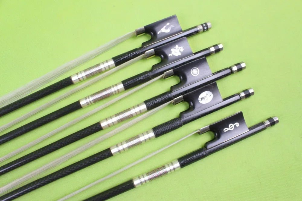 New 5pcs 4/4 Violin Bow   Carbon Fiber Ebony Frog Round Stick Straight #05