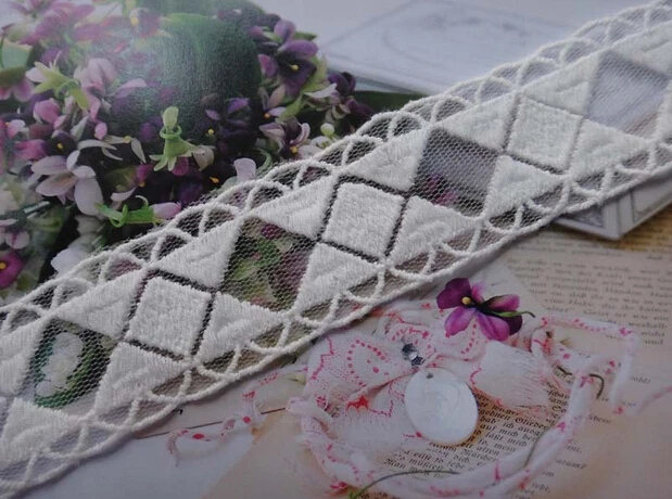 

10 yard/lot width 1.18" 3cm white organza embroidered lace trim ribbon lace fabric textiles 47604L4K213